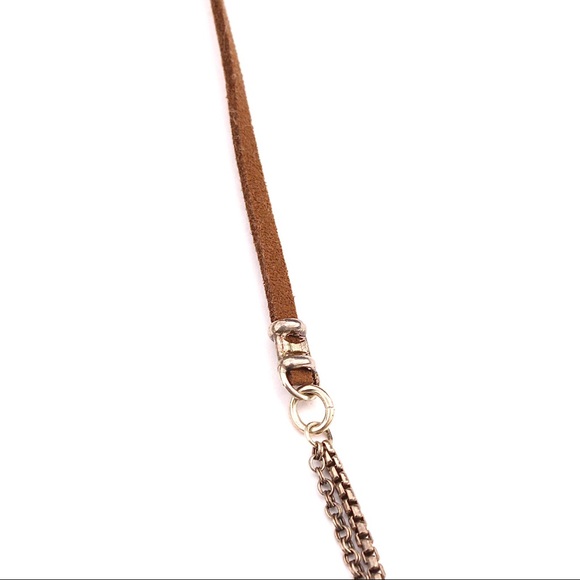 Sterling Silver Lotus Pendant Necklace Nephrite Jade Gemstone & Brown Leather - Picture 4 of 6